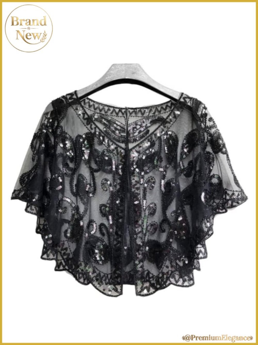 Sequined Beaded Shawl Wrap Evening Wedding 1920s Gatsby